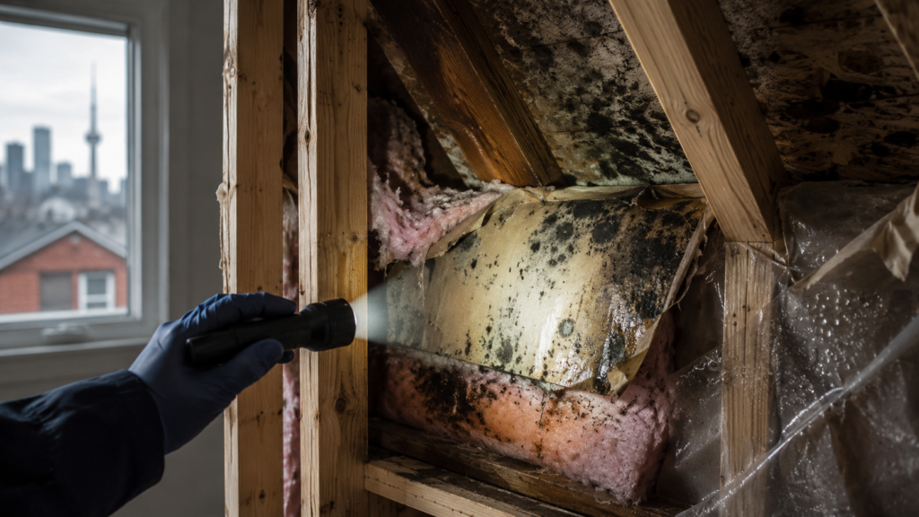Mold and moisture damage inspection in insulation toronto.p