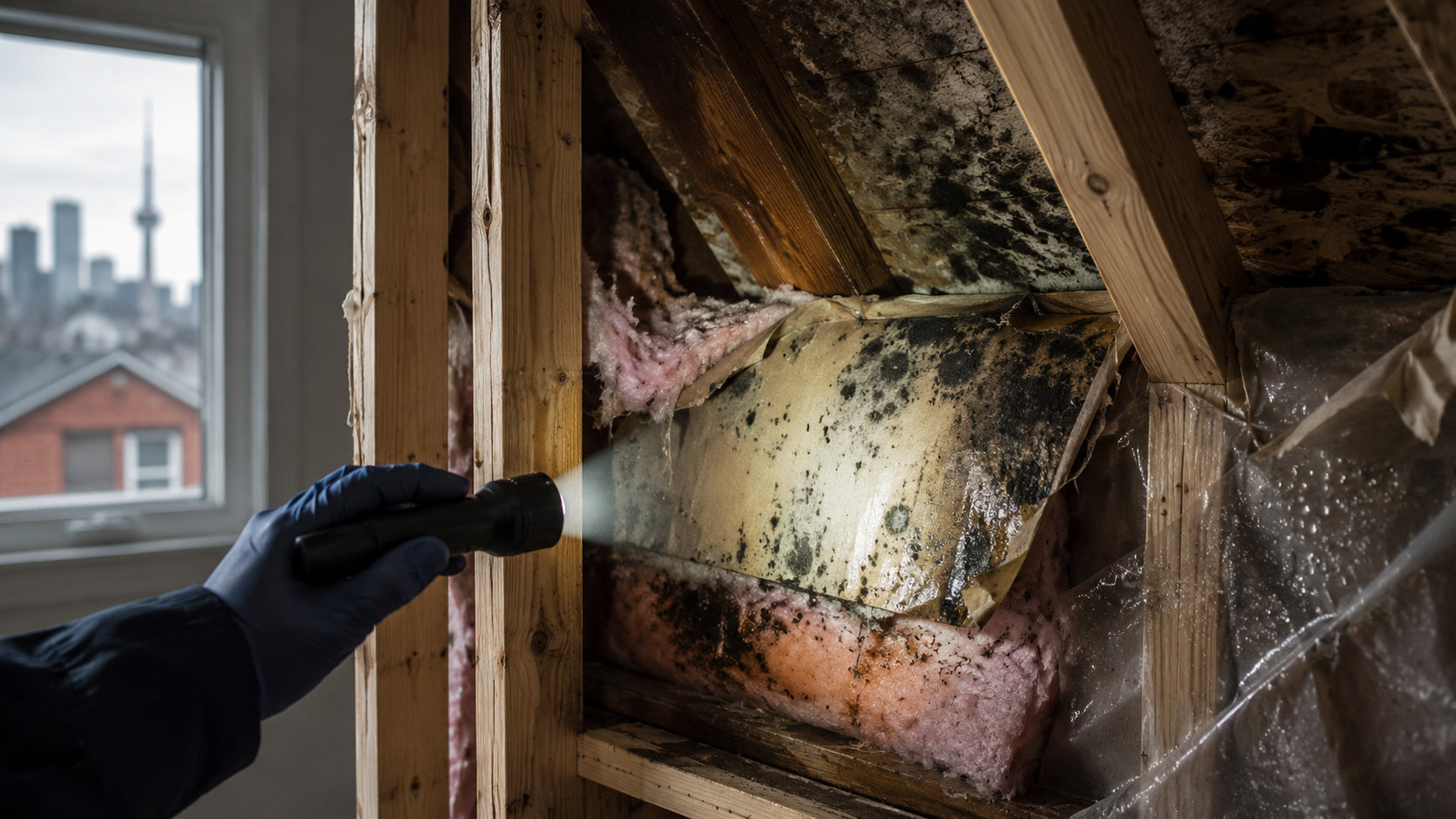 Mold and moisture damage inspection in insulation toronto.p